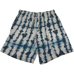 Disney Mickey Mouse Pajama Shorts Blue Tie Dye Stripe Lounge Sleep Youth Medium